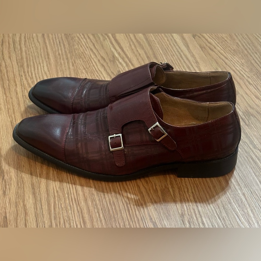 Steven Land Men’s 12 Brown Dress Shoes Leather Oxford Monk Strap